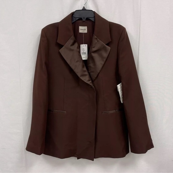 KHAITE Women’s Johnson Satin Lapel Blazer in Brown, Sz 10, NWT - Picture 2 of 7